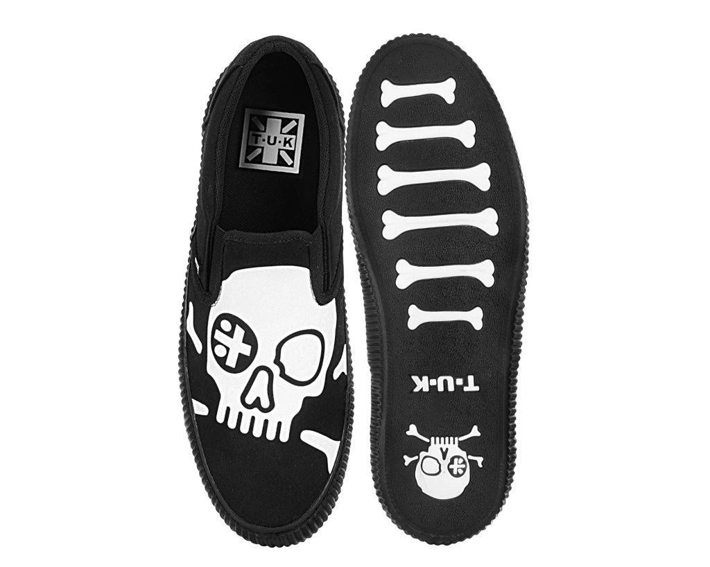 Black Skull Canvas Slip-On Sneaker
