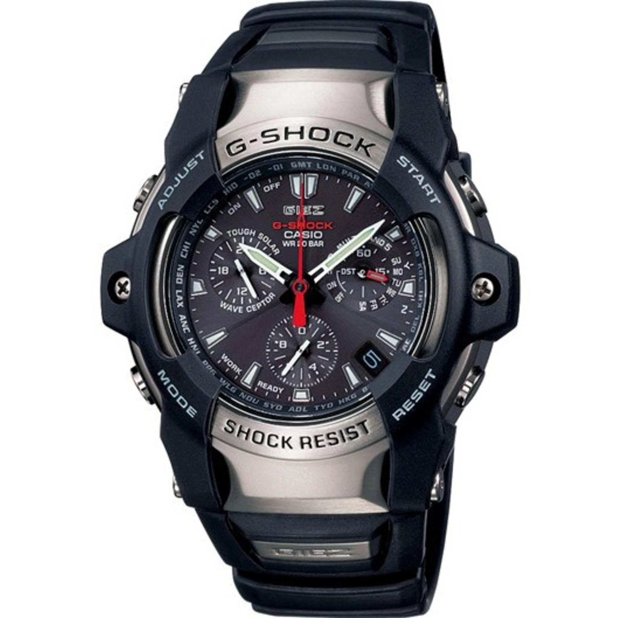 Casio Men's Chronograph Watch - G-Shock Silver Case Black Resin Strap | GS-1100-1A