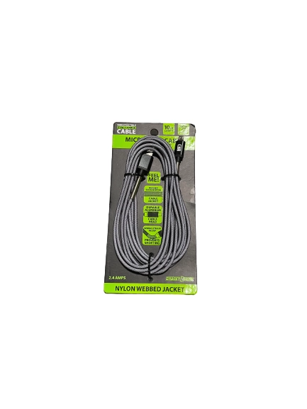 Charging Cable Indestructible Assortment 10FT 2.4 Amp - 6 Pieces Per Retail Ready Display 88294
