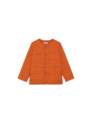 Kid’s Flower-Warmth Quilted Collarless Jacket—cinnamon orange