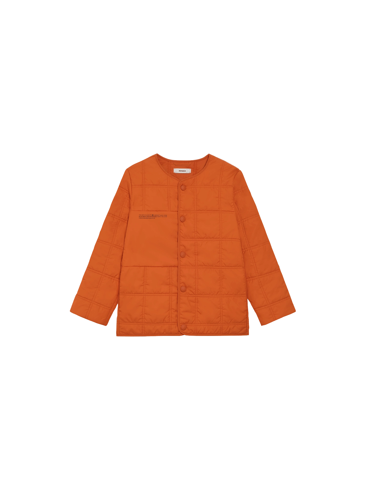 Kid’s Flower-Warmth Quilted Collarless Jacket—cinnamon orange