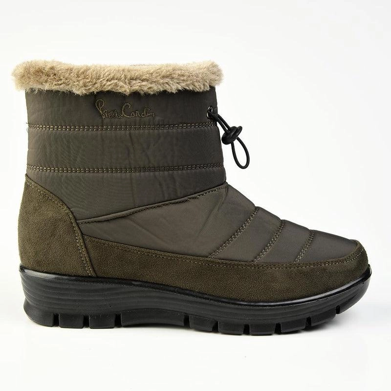Pierre Cardin Tanya Nylon Fur Collar Boot - Khaki
