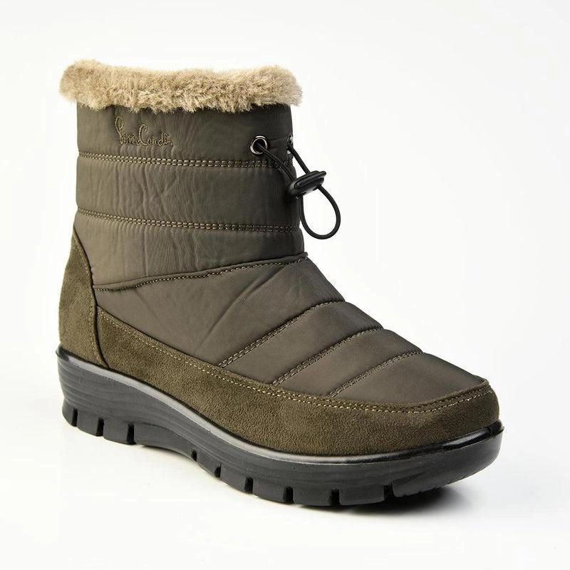 Pierre Cardin Tanya Nylon Fur Collar Boot - Khaki