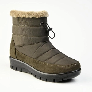 Pierre Cardin Tanya Nylon Fur Collar Boot - Khaki