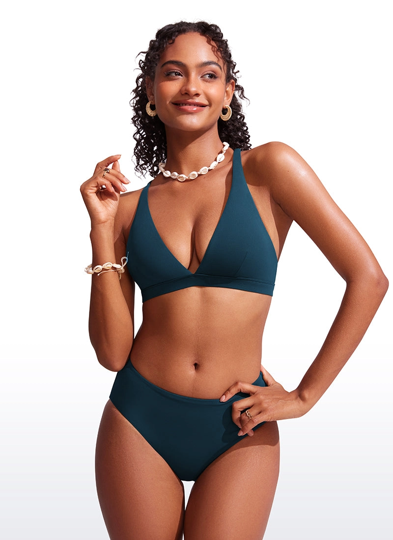Sunshine V Neck Bikini Tops Criss Cross Back