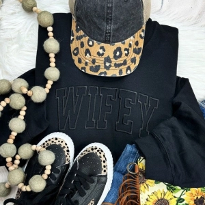 Wifey Embroidered Crewneck Sweatshirt*
