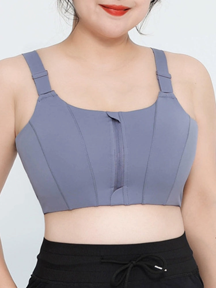 Women's Front Zipper Sports High Impact Racerback Bra