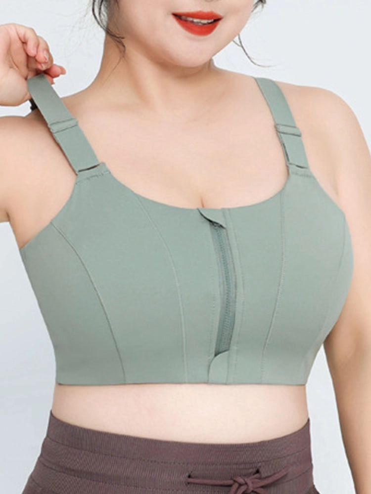 Women's Front Zipper Sports High Impact Racerback Bra