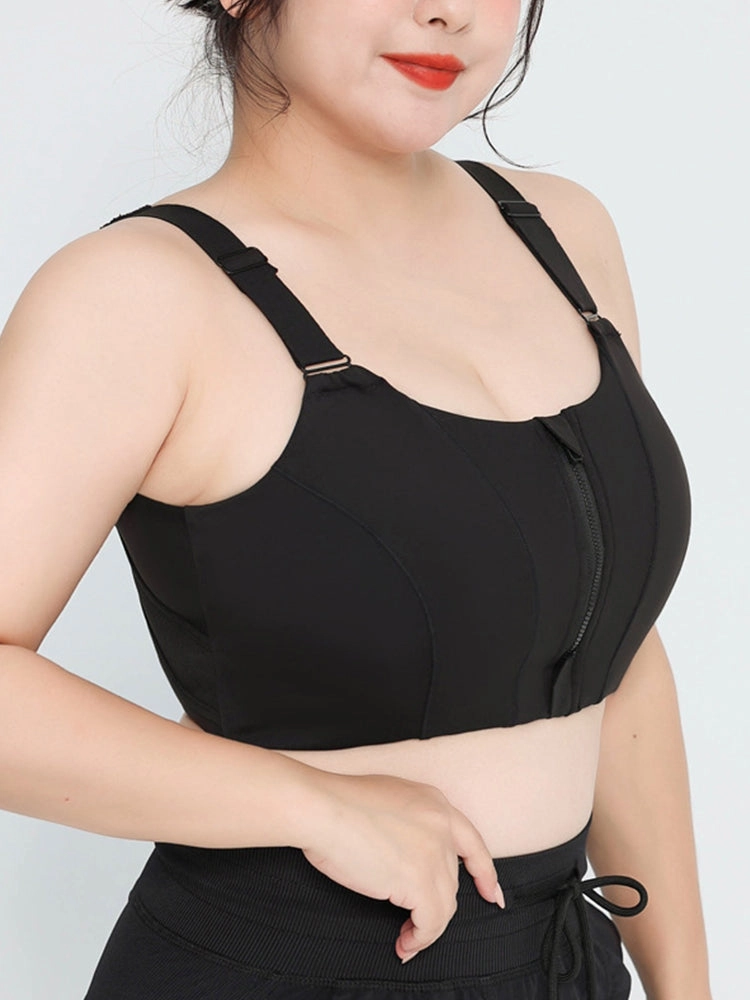 Women's Front Zipper Sports High Impact Racerback Bra