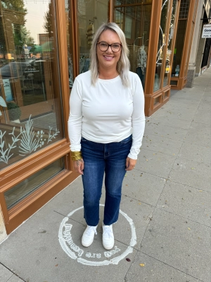 Zoe Long Sleeve Top-White